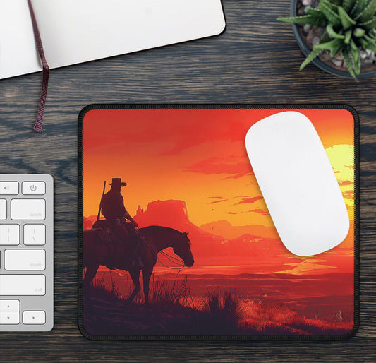 Wild West Outlaw Red Dead Cowboy Sunset Desk Mat