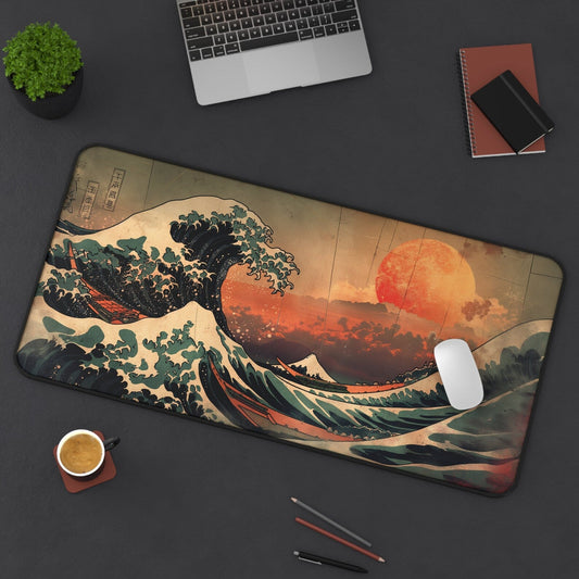 The Great Wave off Kanagawa Non-Slip Desk Mat - Kanagawa Japanese Art Large