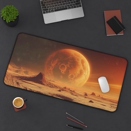 Vintage Red Planet Mars Non-Slip Desk Mat - Retro Space Large Gaming Mouse Pad