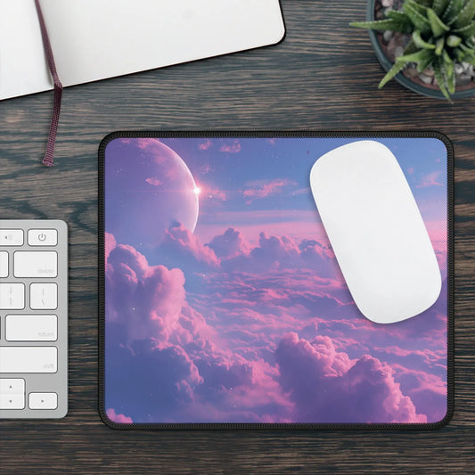 Pastel Pink Clouds Non-Slip Desk Mat - Cute Celestial Sky Large Gaming Mouse Pad